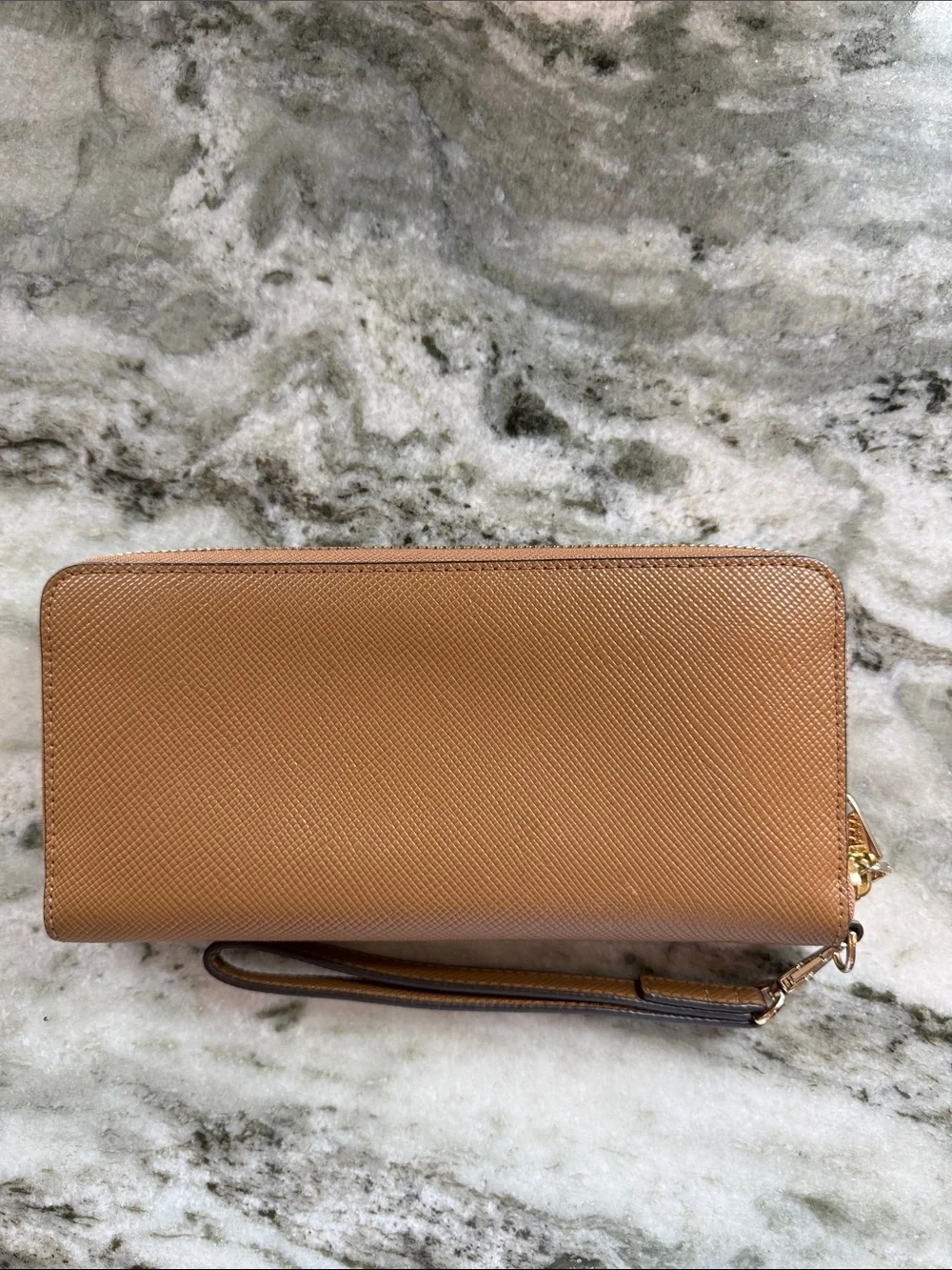 Tory Burch Tan Zip-Around Wristlet Wallet